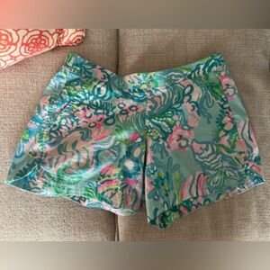 Lilly Pulitzer Aqua Pink Green Tropical Print Shorts